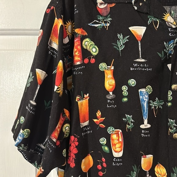 Men’s Vintage Weekender Traveler Hawaiian Cocktail Drinks Button Down Shirt Sz L - Picture 5 of 8